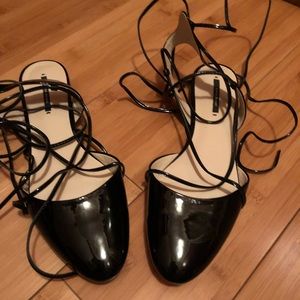Zara patent leather lace up shoes